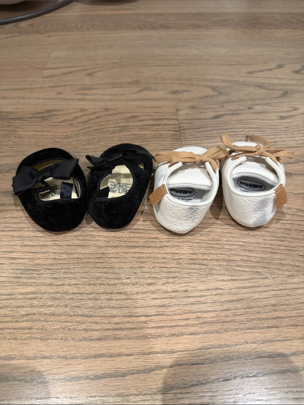 Baby GAP Black Velvet Bow Mary Janes & White Lace-Up Moccasins - 2 Pair Set